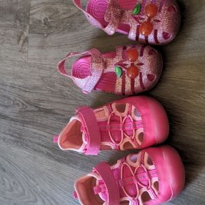 Summer sandal girls toddler size 9 lot Crocs and light up Stride Rite